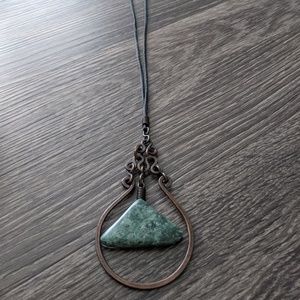 Metal and Stone necklace with Silk String.
